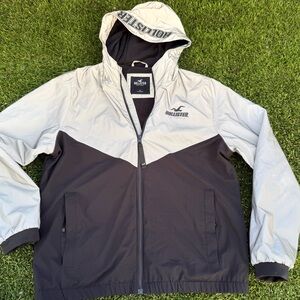 Hollister Men's Black and White Windbreaker